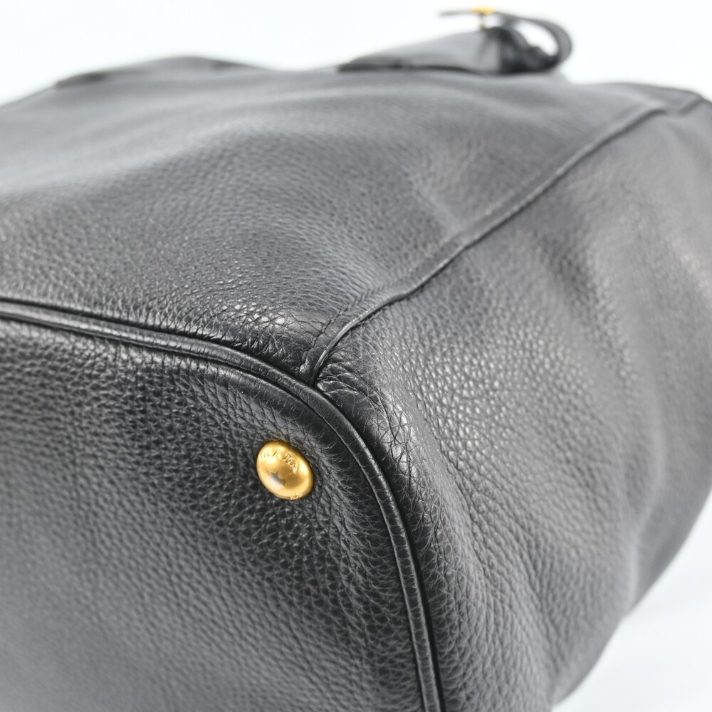 Auth Prada Logos Leather Hand Bag Black #259303P53B - Picture 9 of 15